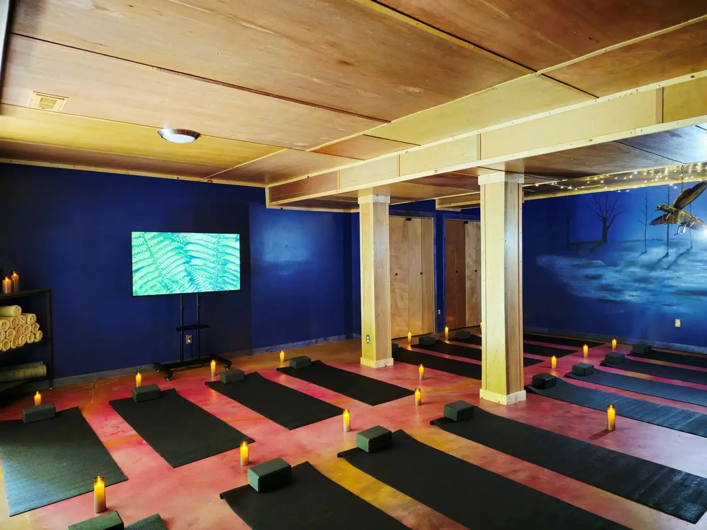 The nervous system reset space prepared for a group art workshop day retreat at Raven's Retreat