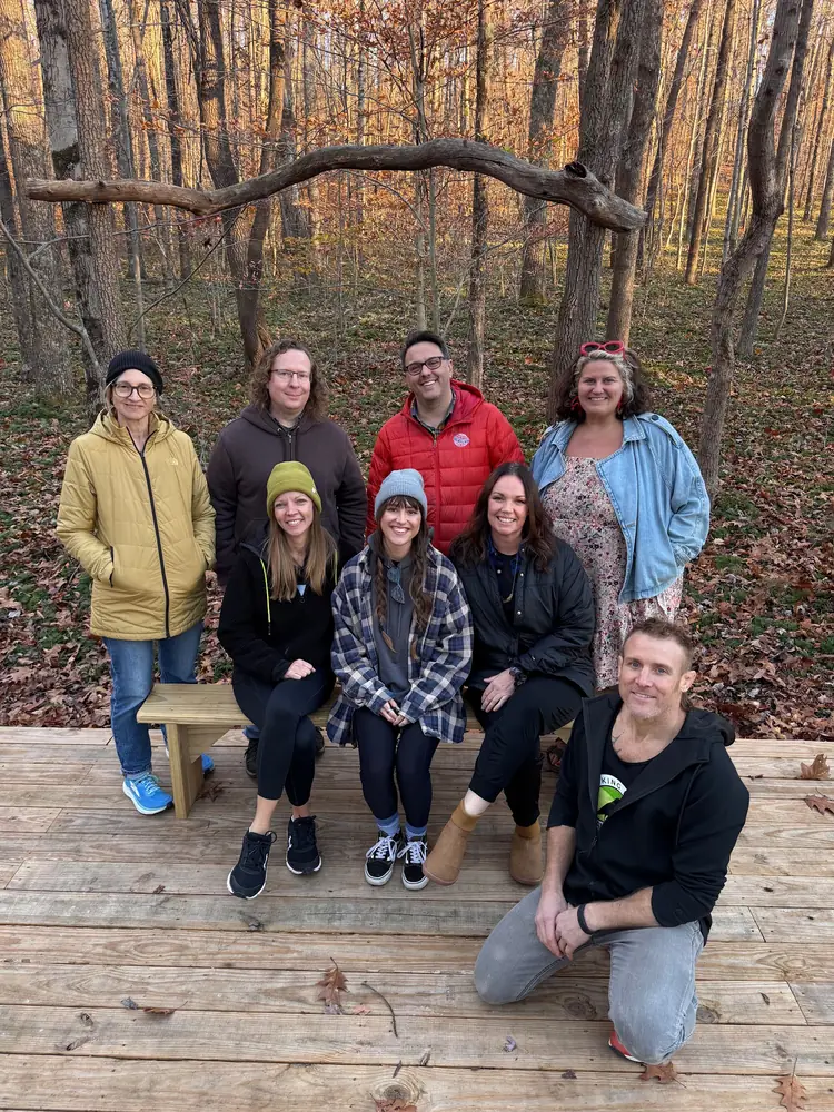 Team wellness retreat in nature Ohio at Raven’s Retreat Hocking Hills
