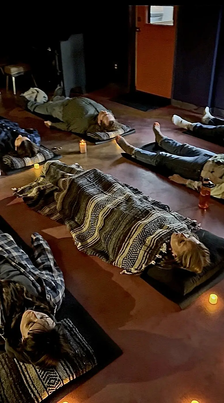 Team nervous-system reset session during a corporate retreat