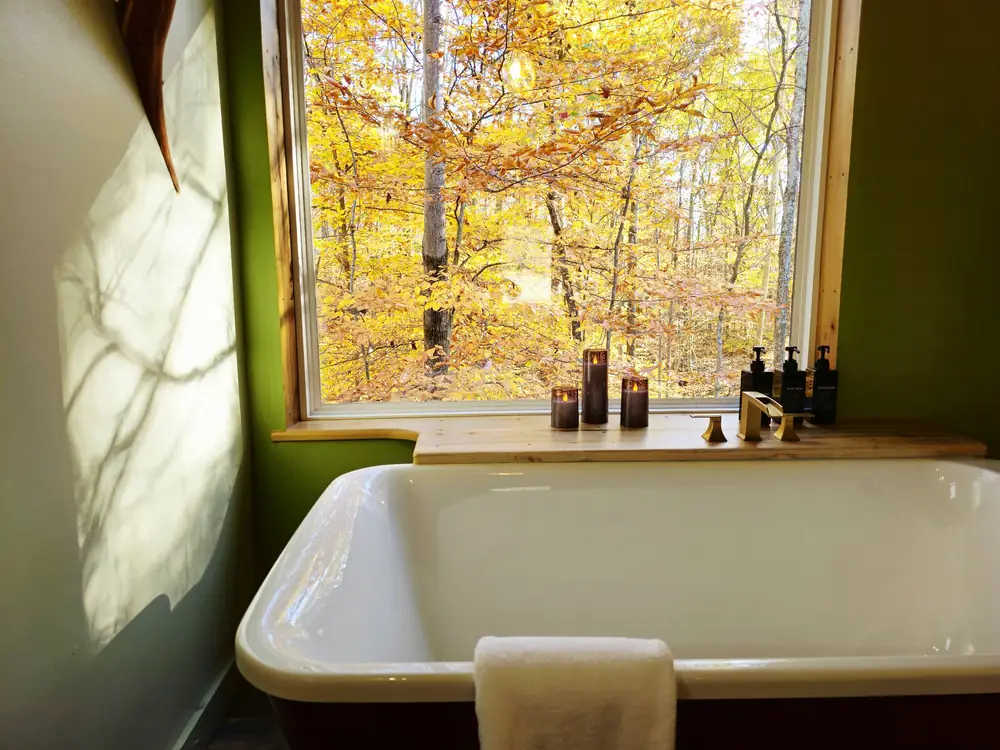 The view from the giant soaker tub in the Art Lodge