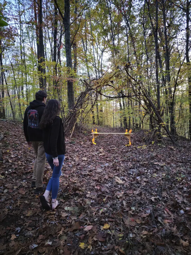 Engagement on wellness trail Raven’s Retreat Hocking Hills